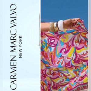 Carmen Marc Valvo Swim Coverup Dress Boston Proper Ruched Swimwear Size M